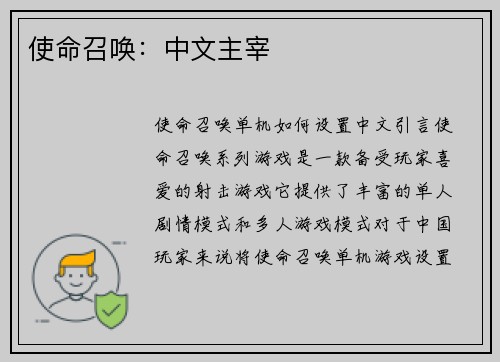 使命召唤：中文主宰